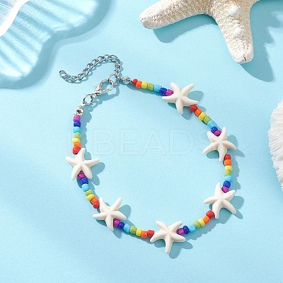 Synthetic Turquoise & Glass Beaded Bracelets for Women BJEW-JB13059-1