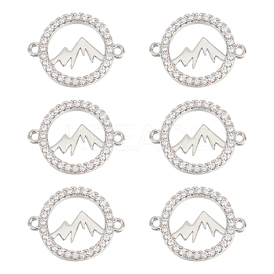 6Pcs Brass Micro Pave Clear Cubic Zirconia Connector Charms KK-UN0001-44-1