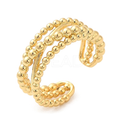 Rack Plating Brass Criss Cross Open Cuff Rings for Women RJEW-M148-06G-1