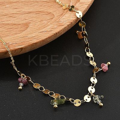 Brass Rolo & Flat Sequin Chains Necklaces for Women NJEW-D302-55-1