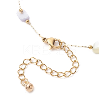 Dyed Nuggets Natural Shell & 304 Stainless Steel Link Chain Anklets AJEW-AN00726-1