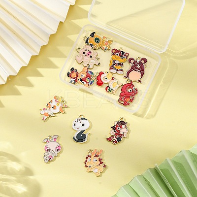 12Pcs 12 Styles Alloy Enamel Pendants ENAM-FP0001-88-1