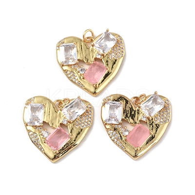Brass Micro Pave Clear Cubic Zirconia Pendants KK-E068-VF336-1