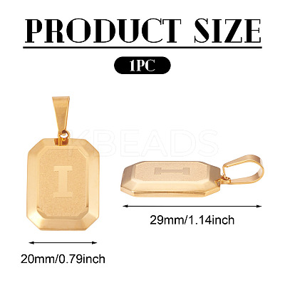 1Pc Stainless Steel Rectangle with Letter Pendants NJEW-TA0001-22I-1