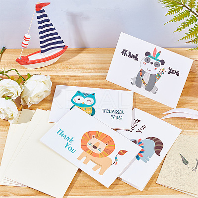 Envelope and Animal Pattern Thank You Cards Sets DIY-CP0001-67-1