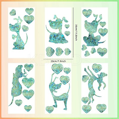6PCS PVC Stickers Dazzling Color Window Stickers 3D Laser Puppy And Heart Shapes Electrostatic Glass Window Stickers JX834A-1