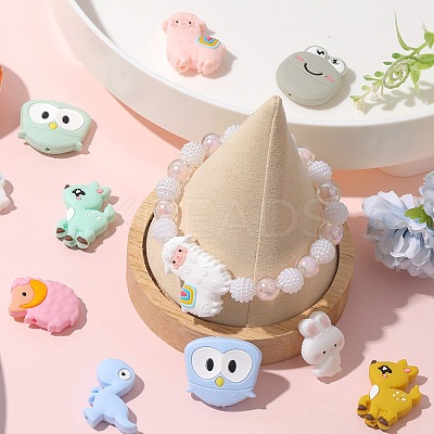 14Pcs 14 Style Food Grade Eco-Friendly Silicone Focal Beads SIL-SC0001-19-1