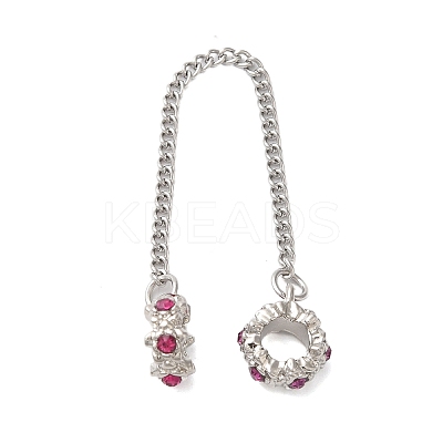 Rack Plating Alloy Safety Chains Rhinestone European Safety Chains PALLOY-S189-35P-1