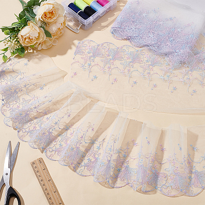 5 Yards Polyester Embroidery Shell Lace Ribbon OCOR-BC0006-66B-1