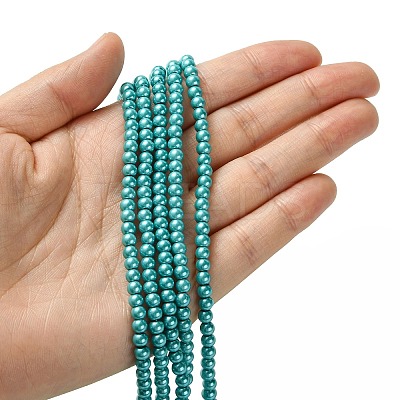Eco-Friendly Dyed Glass Pearl Round Beads Strands LS-HY-A002-4mm-RB073-1