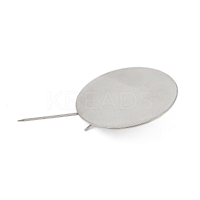 304 Stainless Steel Brooch Cabochon Settings STAS-E547-08L-P-1