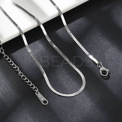 Non-Tarnish 304 Stainless Steel Herringbone Chain Necklace for Women LS-NJEW-G097-02P-1