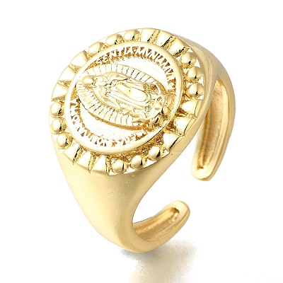 Rack Plating Round with Saint Brass Open Cuff Rings RJEW-S411-11G-03-1
