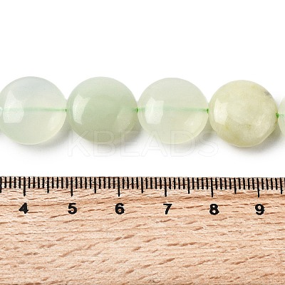 Natural Flat Round Xiuyan Jade Beads Strands G-L245-03A-1