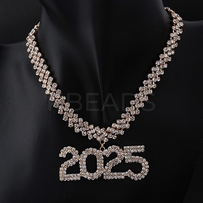 Brass Full Crystal Rhinestone 2025 Pendant Necklaces for Women LS-NJEW-Q005-01G-1