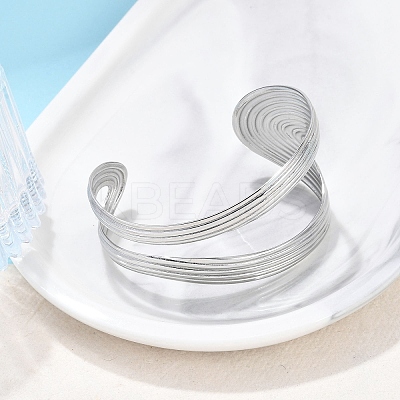 304 Stainless Steel Cuff Bangles for Women BJEW-B108-02P-1