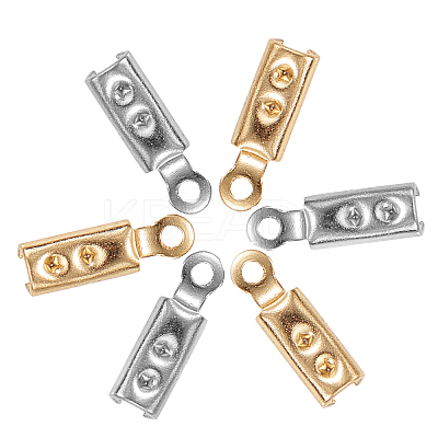 100Pcs 2 Colors 304 Stainless Steel Folding Crimp Ends STAS-CJ0001-161-1