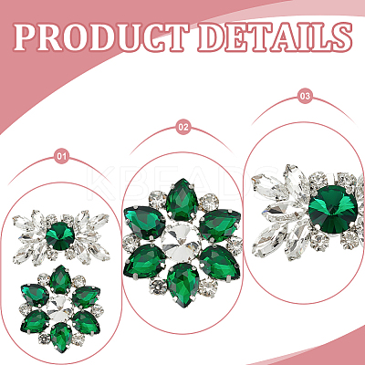 4Pcs 2 Styles Flower Brass Rhinestone Shoe Decorations AJEW-WR0002-42A-1