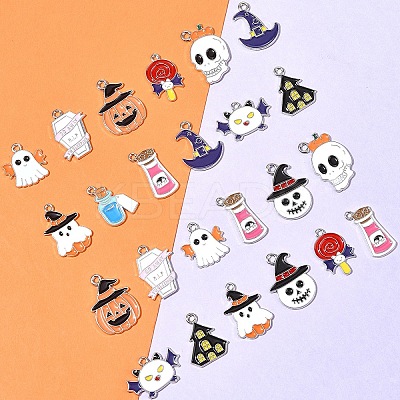26Pcs 13 Styles Halloween Theme Alloy Enamel Pendants ENAM-FS0002-08-1