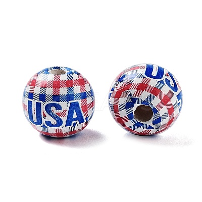 Independence Day Theme Wood European Beads WOOD-M011-07E-1