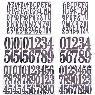 12 Sheets 3 Styles PVC Letter Number Adhesive Decorative Stickers DIY-CP0008-59A-1