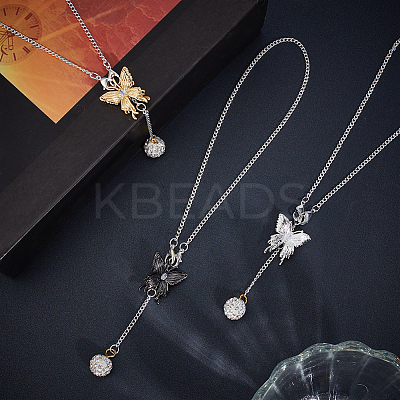 Brass Micro Pave Cubic Zirconia Butterfly Pendant Decorations HJEW-DR00024-1