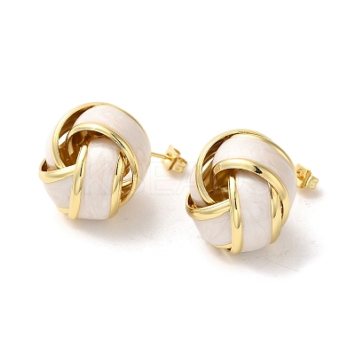 Real 18K Gold Plated Iron Enamel Stud Earrings for Women EJEW-M251-09G-07-1