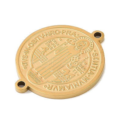 Ion Plating(IP) 304 Stainless Steel Saint Benedict Cross Medal Connector Charms STAS-M080-08G-1