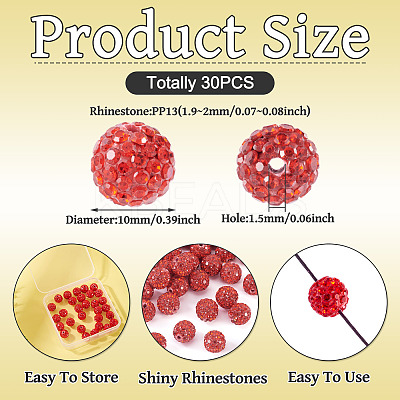30Pcs Pave Disco Ball Beads RB-TA0001-26A-1