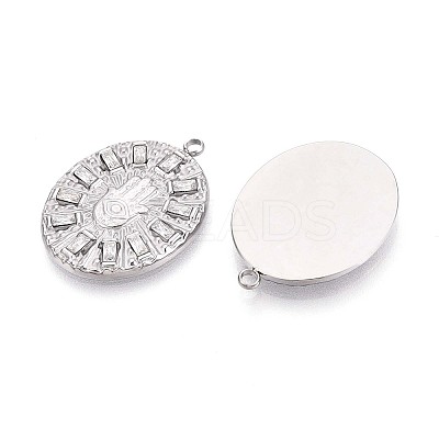 304 Stainless Steel Micro Pave Cubic Zirconia Pendants STAS-N109-205P-1