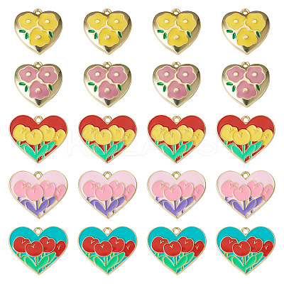 20Pcs 5 Style Zinc Alloy Enamel Pendants ENAM-TA0001-45-1