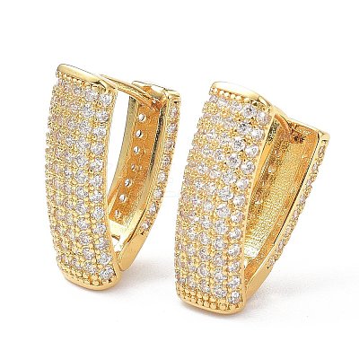 Clear Cubic Zirconia Chunky Hoop Earrings for Women EJEW-SZ0001-39-1