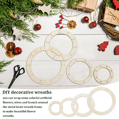 8Pcs 4 Styles Wreath Frames for Crafts WOOD-FG0001-33-1