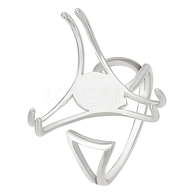 Rhodium Plated Sterling Silver Triangle Open Cuff Ring Components STER-BC0002-33-1