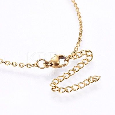 Brass Micro Pave Cubic Zirconia Initial Pendant Necklaces NJEW-H486-30G-C-1