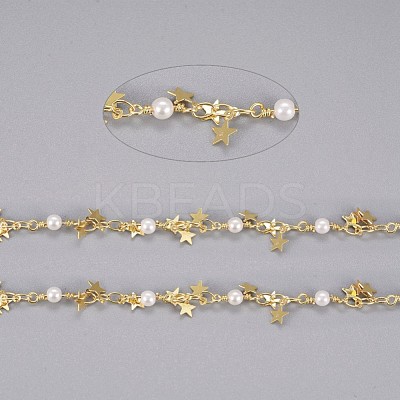 3.28 Feet Handmade Brass Beaded Chains X-CHC-I029-05G-1