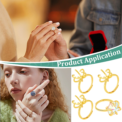 4Pcs Adjustable Brass Finger Ring Components KK-NB0002-57-1