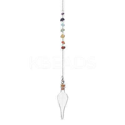 Teardrop Glass Cork Bottle Pointed Dowsing Pendulums HJEW-JM04492-1