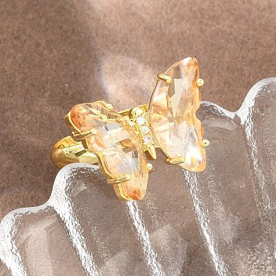 Brass Micro Pave Cubic Zirconia Finger Rings GL-CBA65A8-01G-1