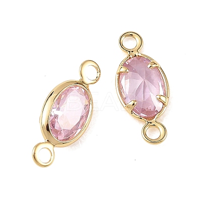 SHEGRACE Brass Pave Cubic Zirconia Oval Connector Charms XGRQ2O133-439B-G-1