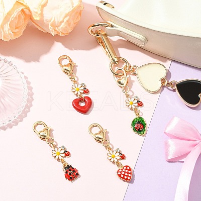 4Pcs 4 Styles Alloy Enamel Keychains KEYC-CJ00011-1