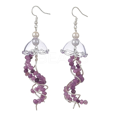 Dyed Natural Malaysia Jade Jellyfish Dangle Earrings for Women EJEW-JE07484-03-1