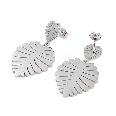 Non-Tarnish Leaf 304 Stainless Steel Dangle Earrings EJEW-L283-103P-1