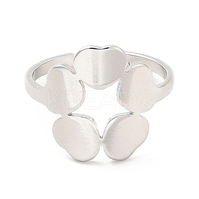Non-Tarnish 201 Stainless Steel Flower Adjustable Ring for Women RJEW-F131-05P-1