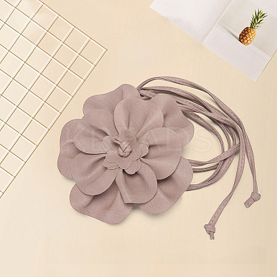 Flower PU Leather Wrap Waist Belts for Women AJEW-WH20816-058F-1
