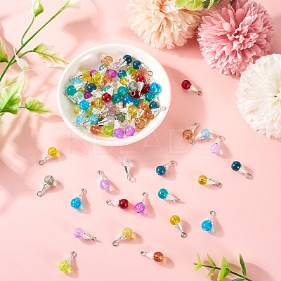 90Pcs 15 Styles Alloy Glass Pendants PALLOY-TA00166-1