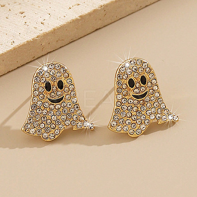 Ghost Alloy Crystal Rhinestone Stud Earrings FS-WG84691-01-1