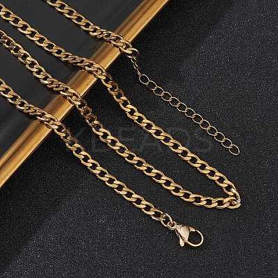 3.5MM 304 Stainless Steel Curb Chain Necklaces for Women NJEW-JN05584-1