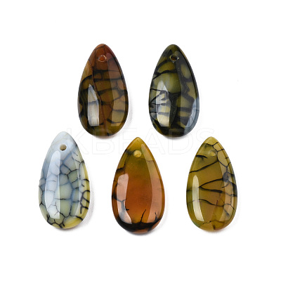 Natural Dragon Veins Agate Pendants G-N0325-16C-1