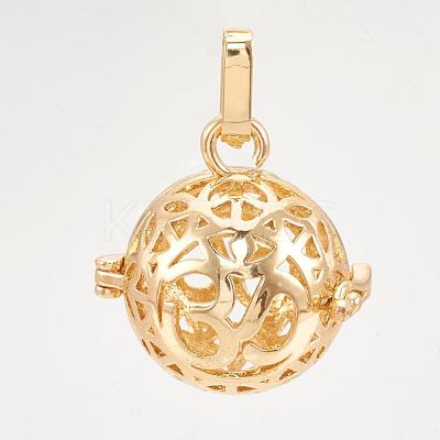 Rack Plating Brass Cage Pendants KK-S751-012KC-1